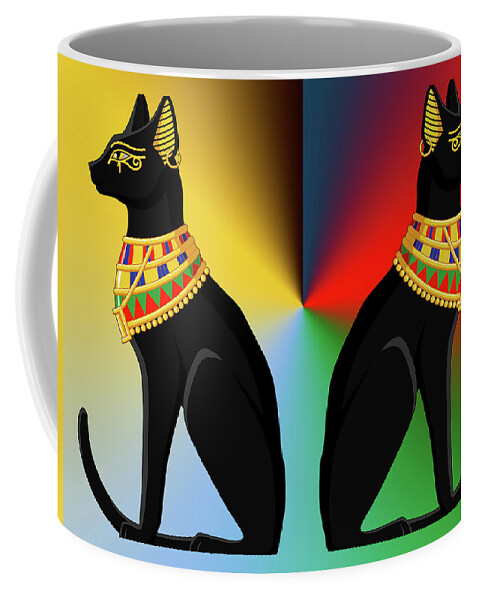 Staley Coffee Mug featuring the digital art Egyptian Cats by Chuck Staley