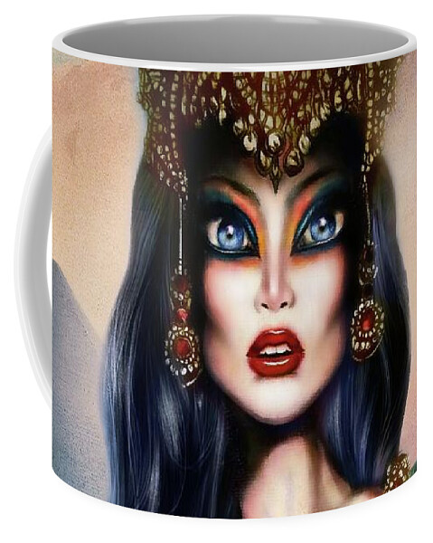 Blue Coffee Mug featuring the painting Hatshepsut Painting by Tiago Azevedo Pop Surrealism Art by Tiago Azevedo