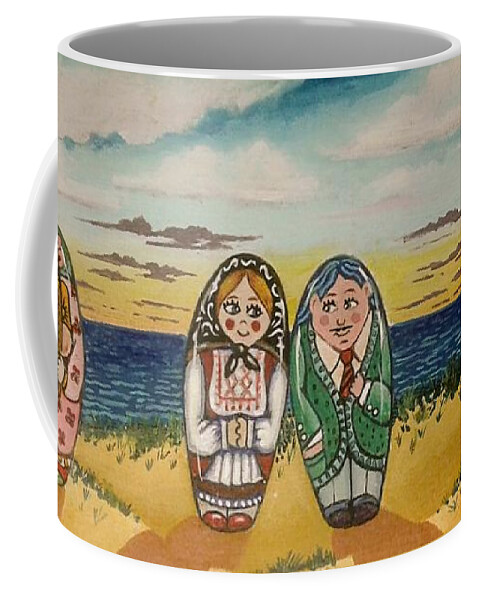 Russian Dolls Coffee Mug featuring the painting Either way by James RODERICK