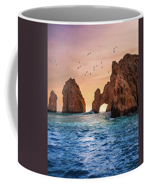 Cabo Coffee Mug featuring the photograph El Arco at Sunset by Sebastian Musial