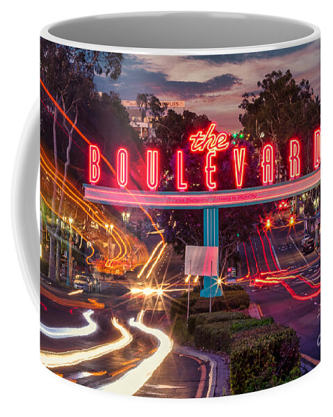 City Street Coffee Mug featuring the photograph El Cajon Boulevard Neon Sign by Sam Antonio