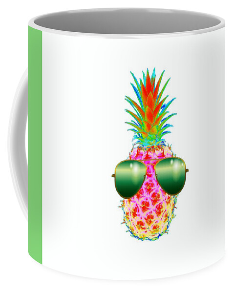 Electric Pineapple With Shades Coffee Mug featuring the digital art Electric Pineapple with Shades by Marianna Mills