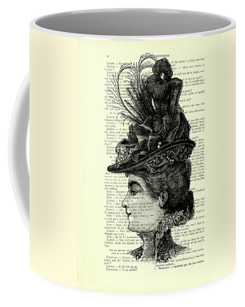 Lady Coffee Mug featuring the photograph Elegant victorian lady with a feather hat by Madame Memento