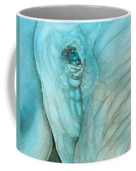 Elephant Coffee Mug featuring the digital art Elephant's Eye with a Soft Touch by Kelly Mills