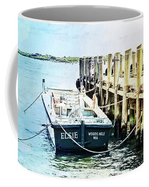 Cape Cod Coffee Mug featuring the mixed media Elsie on the Water by Marianne Campolongo