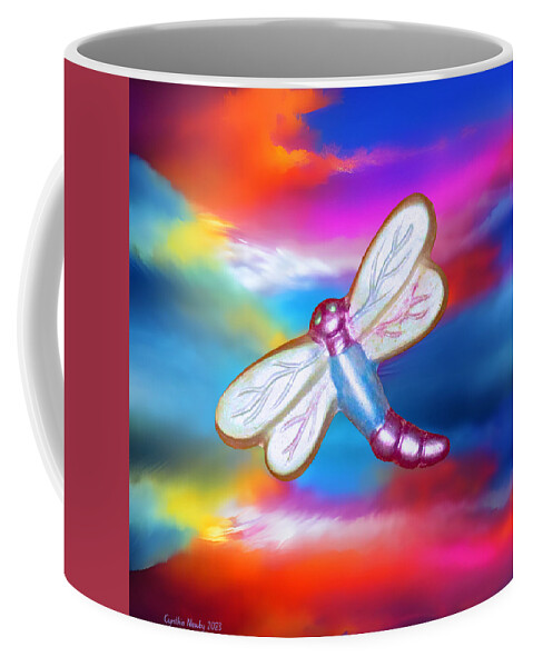 Digital Coffee Mug featuring the digital art EMA Dragon Fly by Cindy's Creative Corner