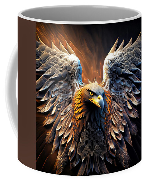 Fine Art Coffee Mug featuring the photograph Emblazoned Eagle by Bill and Linda Tiepelman