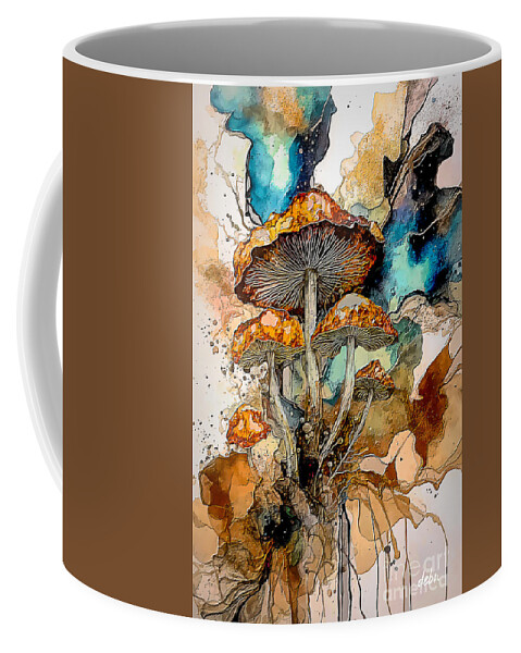 Mushrooms Coffee Mug featuring the digital art Embossed Mushrooms by Deb Nakano