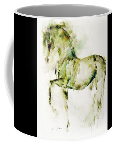 Equestrian Painting Coffee Mug featuring the painting Emerald by Janette Lockett