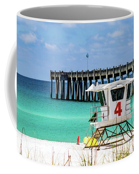 Pensacola Beach Coffee Mug featuring the photograph Emerald Pensacola Beach Florida Pier by Beachtown Views