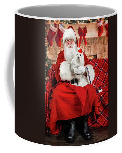 Emmy Coffee Mug featuring the photograph Emmy with Santa 1 by Christopher Holmes