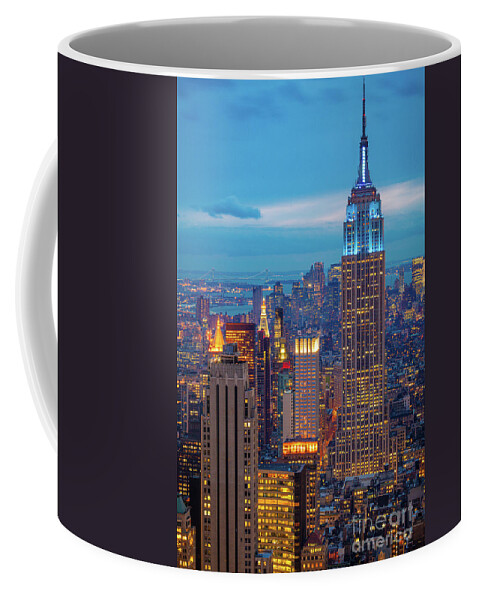 #faatoppicks Coffee Mug featuring the photograph Empire State Blue Night by Inge Johnsson