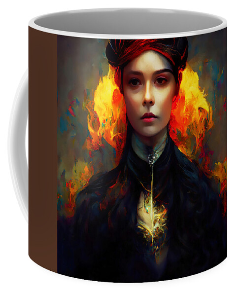 Empress Coffee Mug featuring the painting Empress of Fire, 06 by AM FineArtPrints