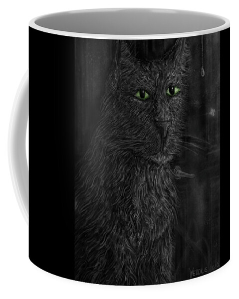 Cat Coffee Mug featuring the digital art Enchanted by Angela Weddle