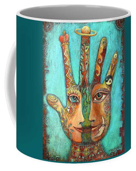 Hand Coffee Mug featuring the painting Enchanted Stories by Mary DeLave