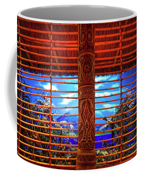 Enchanted Tiki Room Coffee Mug featuring the photograph Enchanted Tiki Room Window Diorama by Mark Andrew Thomas