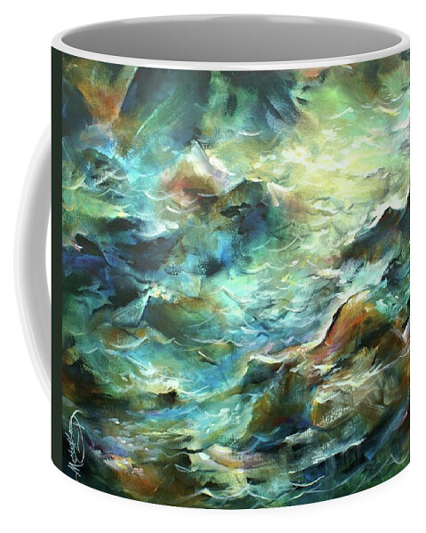 Green Blue Coffee Mug featuring the painting Endless Rift by Michael Lang