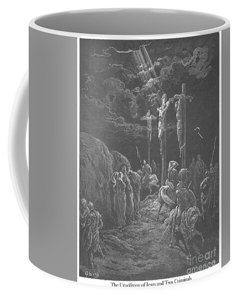 Crucifixion Coffee Mug featuring the photograph Engraving of The Crucifixion of Jesus by Gustave Dore w1 by Historic illustrations