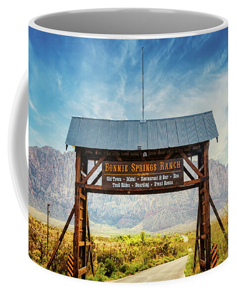 Bonnie Springs Ranch Coffee Mug featuring the photograph Entrance to Bonnie Springs Ranch, Nevada by Tatiana Travelways