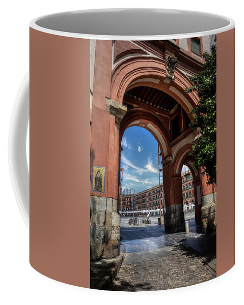 Arch Coffee Mug featuring the photograph Entrance to Plaza de la Corredera by Micah Offman