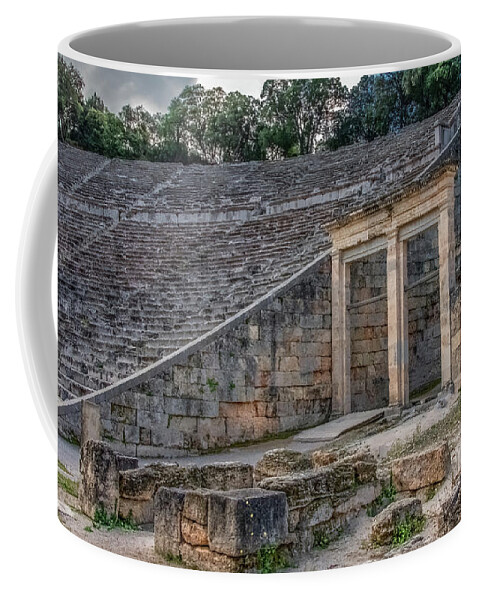 Epidaurus Coffee Mug featuring the photograph Epidaurus, Ancient Greek Theater by Marcy Wielfaert