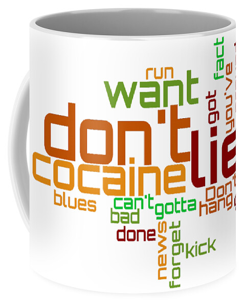 Eric Clapton Coffee Mug featuring the digital art Eric Clapton - Cocaine Lyrical Cloud by Susan Maxwell Schmidt