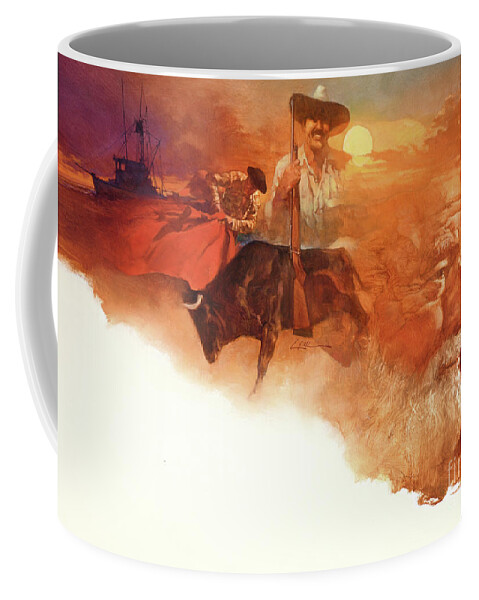 Dennis Lyall Coffee Mug featuring the painting Ernest Hemingway by Dennis Lyall