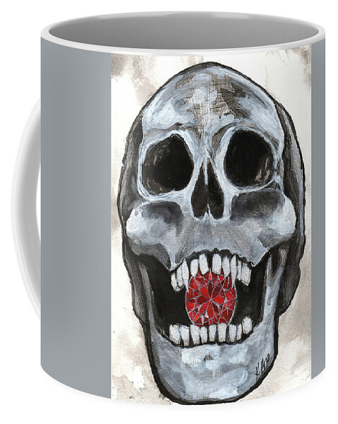 Vampire Coffee Mug featuring the painting Eternal Crimson Grin by Kenneth Pope