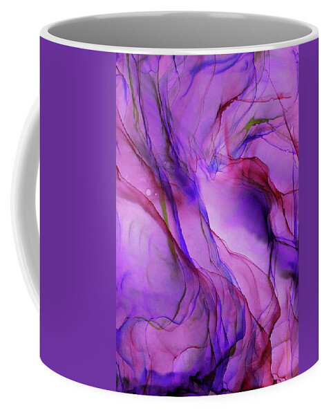 Abstract Ink Coffee Mug featuring the painting Ethereal Fruit Abstract Ink Painting by Olga Shvartsur