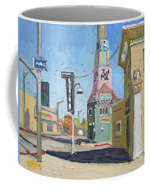 Euclid Tower Coffee Mug featuring the painting Euclid Tower - City Heights, San Diego, California by Paul Strahm