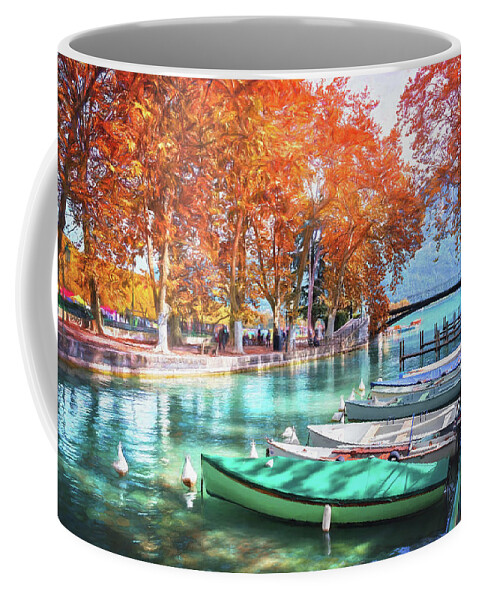 Annecy Coffee Mug featuring the photograph European Canal Scenes Annecy France by Carol Japp