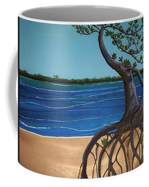 Weipa Coffee Mug featuring the painting Evans Landing Mangroves by Joan Stratton