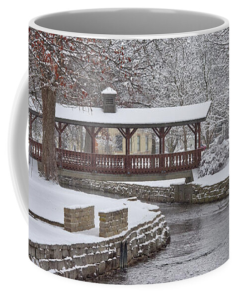 Lake Leota Coffee Mug featuring the photograph Allen Creek Winterscape at Lake Leota Park in Evansville Wisconsin by Peter Herman
