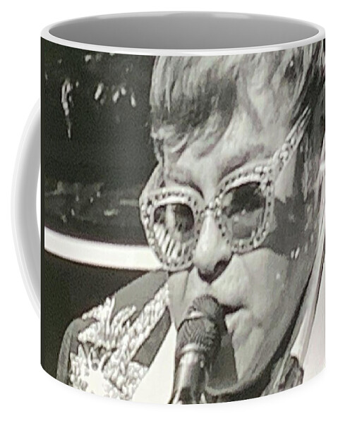 Elton Coffee Mug featuring the photograph Even in Black and White Elton Glows by Lee Darnell