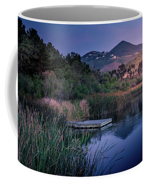 Lake Coffee Mug featuring the photograph Evening at the Lake by Alison Frank
