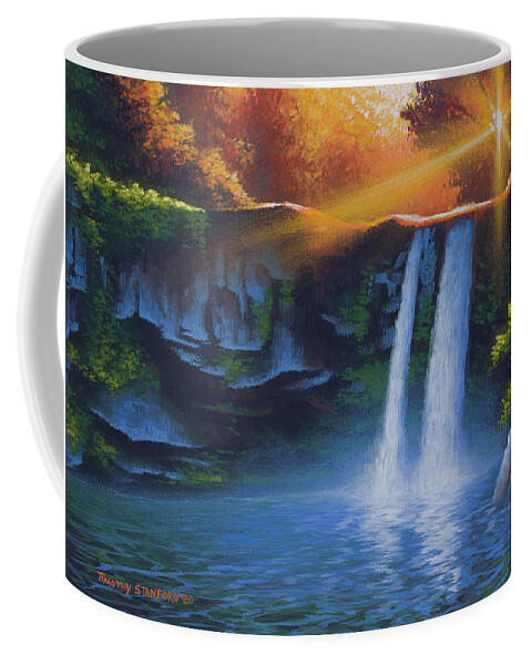 Acrylic Coffee Mug featuring the painting Evening Falls by Timothy Stanford