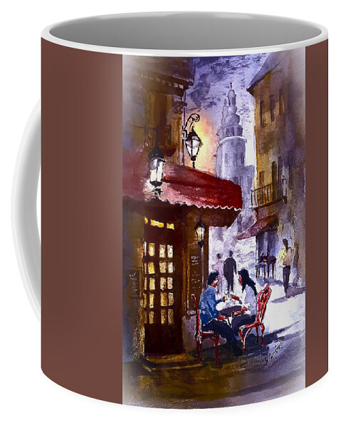 Prague Coffee Mug featuring the painting Evening in Prague by Steven Ponsford