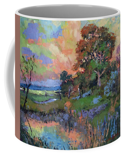 Pastoral Coffee Mug featuring the painting Evening Sky California Valley by David Lloyd Glover