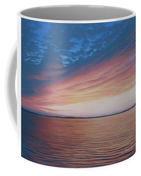 Seascape Coffee Mug featuring the painting Evening Unfolds by Timothy Stanford