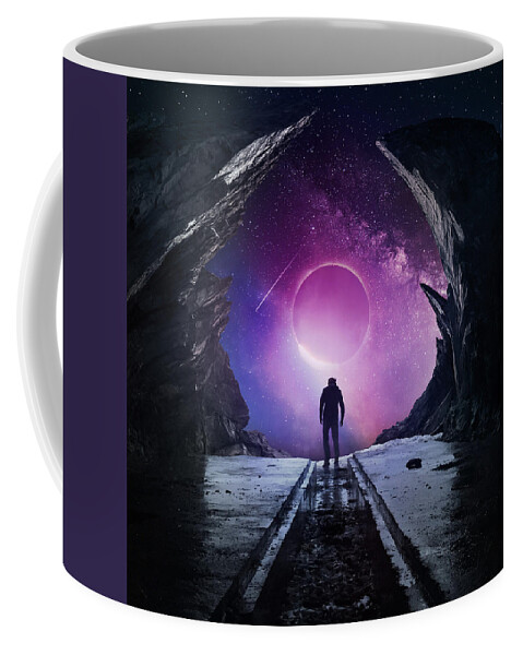 Galaxy Coffee Mug featuring the digital art Exist by Zoltan Toth