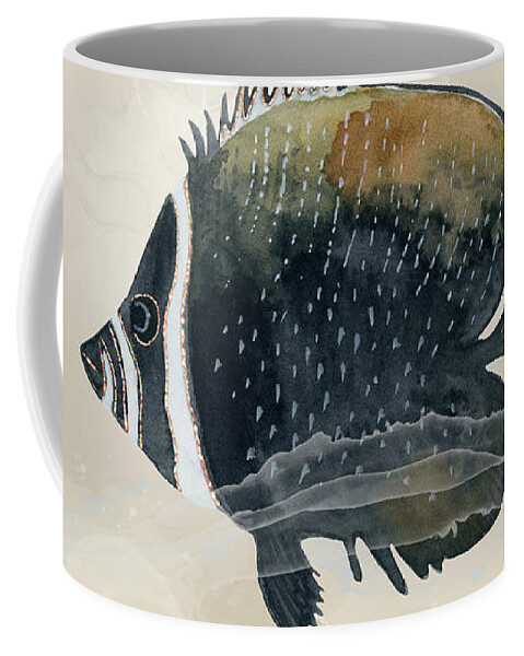 Exotic Coffee Mug featuring the digital art Exotic Butterflyfish in Earth Tones - Neutral Color Palette by Andreea Dumez