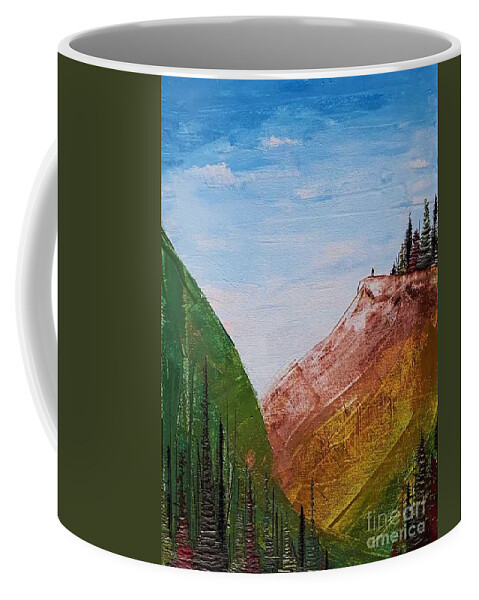 Mountains Coffee Mug featuring the painting Explore by April Reilly