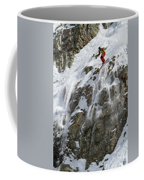 Utah Coffee Mug featuring the photograph Extreme Skiing Competition Skier - Snowbird, Utah by Brett Pelletier