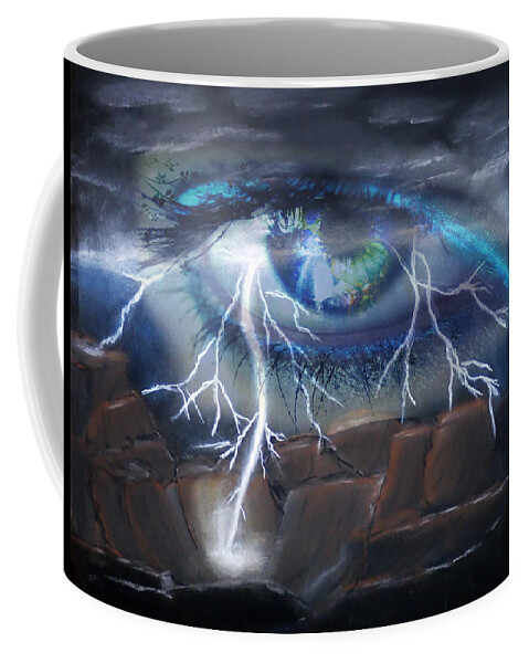Eyes Coffee Mug featuring the mixed media Eye of the Storm by Ronald Mills
