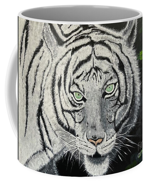 Tiger Coffee Mug featuring the painting Eye of the Tiger by Brindha Naveen