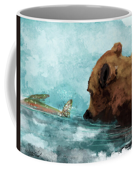 Ber Coffee Mug featuring the digital art Eye on the Target Fishing Bear by Doug Gist
