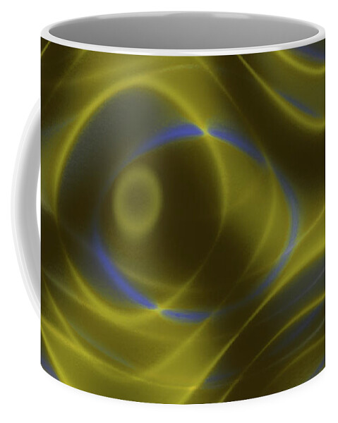 Abstract Art Coffee Mug featuring the digital art Eye Spy Abstract In Gold by Leslie Montgomery