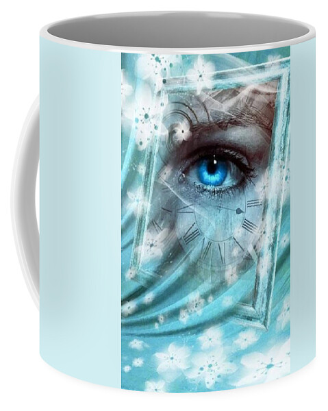 Woman Coffee Mug featuring the mixed media Eye Wit by Teresa Trotter
