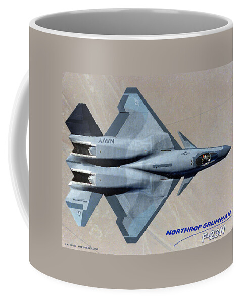 Black Widow Coffee Mug featuring the digital art F-23N Sea Widow by Custom Aviation Art
