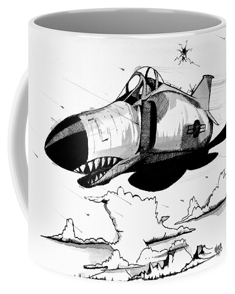 F4 Coffee Mug featuring the drawing F-4 Phantom by Michael Hopkins
